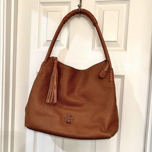 NWOT Tory Burch Tan Leather Shoulder Tote with Tassels
